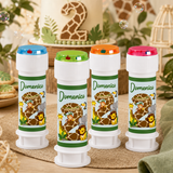 Set 4 Bolle di Sapone Personalizzate – Tema Safari con Nome ed Età