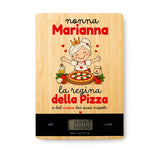 Bilancia da cucina digitale in bambù con display e grafica 'nonna Marianna' pizza