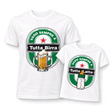 Set di magliette bianche: adulto “Tutta Birra”, bimbo “Tutto Latte”