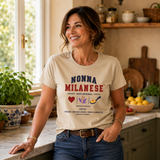 T-shirt beige con stampa “NONNA MILANESE”, maniche corte e scollo tondo