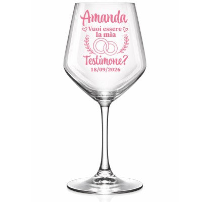 Calice da vino in vetro con Amanda, Vuoi essere la mia Testimone? 18/09/2026