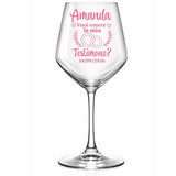 Calice da vino in vetro con Amanda, Vuoi essere la mia Testimone? 18/09/2026