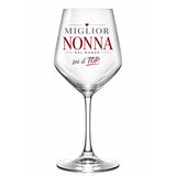 Calice da vino in vetro con scritta “Miglior Nonna del mondo, sei il TOP”