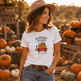 Maglietta donna bianca “Pumpkin Season” con stampa a zucca e nome TAMARA