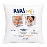 Cuscino bianco con stampa PAPÀ & ME, due foto e testo d’amore per papà e figlia