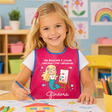 Grembiule da pittura bambina fucsia con personaggio sirenetta e scritta Ginevra