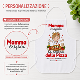 Grembiule bianco personalizzato Mamma Brigidа, con area per inserire il nome.
