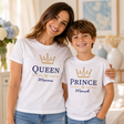 Set t-shirt bianche mamma-figlio con stampa QUEEN Mamma e PRINCE Manuel