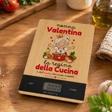 Bilancia cucina digitale in bambù personalizzata "nonna Valentina" con display