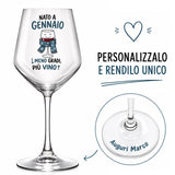 Calice da vino personalizzato con scritta «Nato a Gennaio» e dedica «Auguri Marco»
