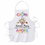 Grembiule da cucina bianco con stampa “Nonna Maria” e scritta “AMORE”