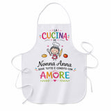 Grembiule da cucina bianco con stampa “Nonna Anna” e scritta “AMORE”