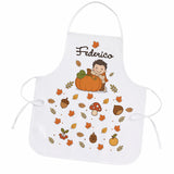 Grembiule bambino bianco personalizzato con stampa zucca e nome Federico