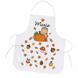 Grembiule bambino bianco personalizzato con stampa zucca e nome Mario