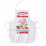 Grembiule personalizzato bianco con stampa rossa e immagine di nonna chef