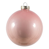 Pallina di Natale in vetro rosa lucida con gancio in metallo