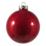 Pallina di Natale in vetro rossa lucida con gancio in metallo