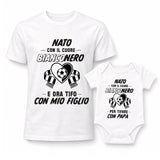 Set t-shirt e body bianchi con stampa calcio nera e grigia "Bianconerо"