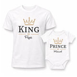 Set t-shirt e body bianchi con stampa corona KING Papà e corona PRINCE