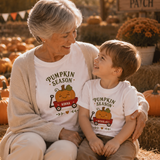 Maglietta donna bianca “Pumpkin Season” con zucca e scritta NONNA