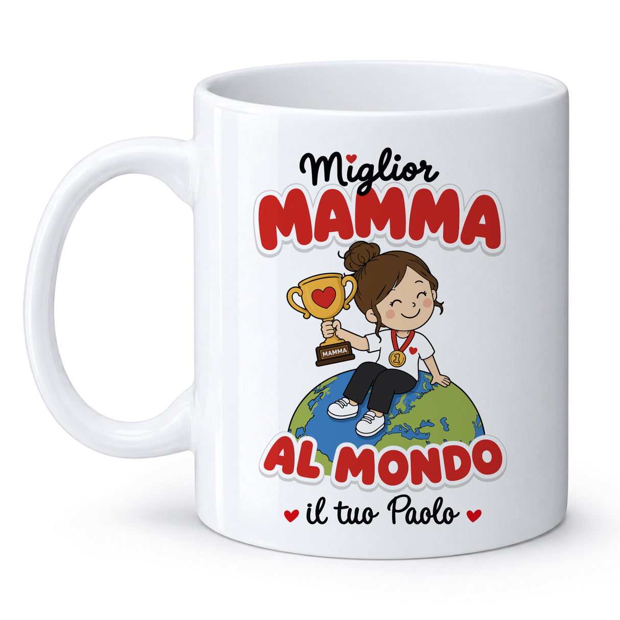 Tazza bianca “Miglior Mamma” con “Al Mondo” e “il tuo Paolo”