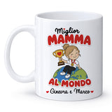 Tazza bianca “Miglior Mamma” con “Al Mondo” e “Ginevra e Marco”