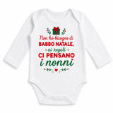 Body neonato natalizio bianco maniche lunghe con stampa regalo e scritta multicolore
