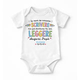 Body neonato bianco con scritta Leggere, Auguri Papà, Antonio 19.03.27