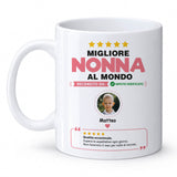 Tazza bianca personalizzata "Migliore Nonna al Mondo" con foto e nome Matteo