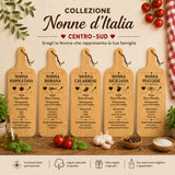 Collezione di taglieri in legno Centro-Sud con 5 versioni “Nonna”.