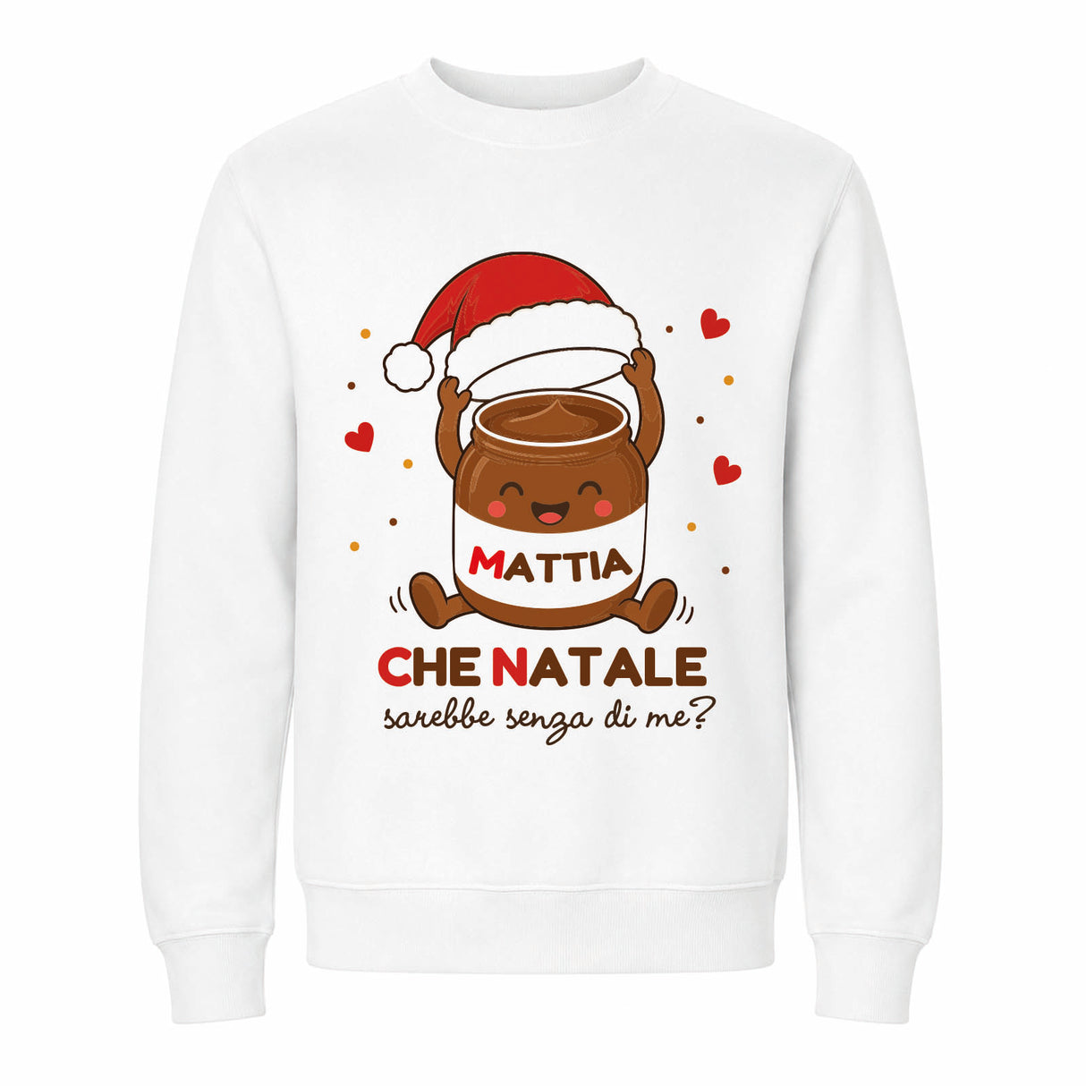 Felpa bianca bambino con grafica natalizia barattolo crema e scritta CHE NATALE
