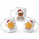 Set di 3 tazze natalizie in ceramica bianca con scritte Mamma, Papà e Beatrice