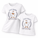 Set di T-shirt bianche con stampa oca e scritta Tale Madre e Tale Figlia