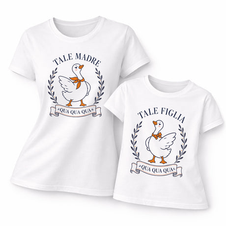Set di T-shirt bianche con stampa oca e scritta Tale Madre e Tale Figlia