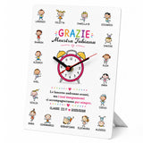Orologio da scrivania personalizzato con scritta «GRAZIE» e orologio rosso