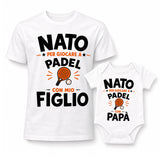 Set t-shirt bianche papà e figlio con stampa “NATO” per giocare a Padel