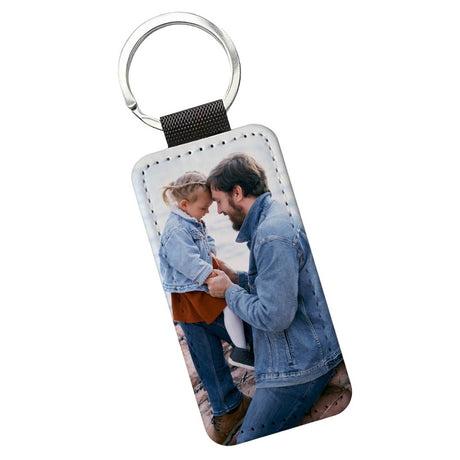 Portachiavi personalizzato con foto, custodia in ecopelle chiara