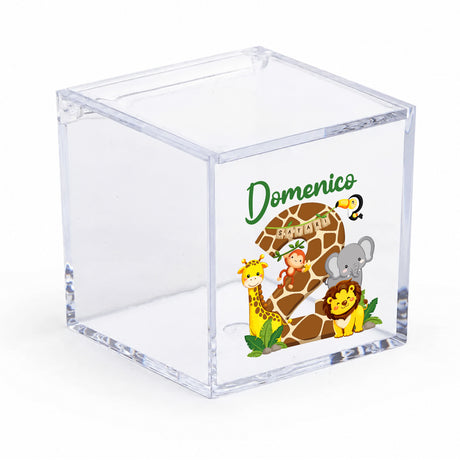 Kit 10 Box Portaconfetti Safari Personalizzate con Nome ed Età – Compleanno Bambino