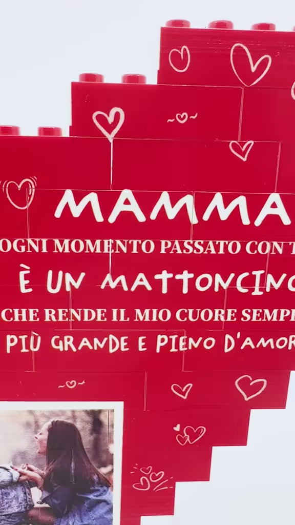 CUORE DI MATTONCINI PERSONALIZZATI - UN CUORE D'AMORE - Regalo per la Mamma