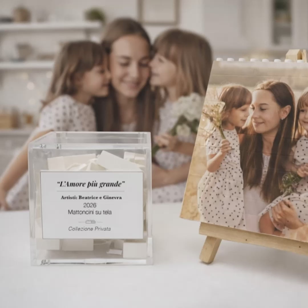 Mattoncini su Tela- Mamma "L'amore più Grande" - Idea Regalo per la Mamma