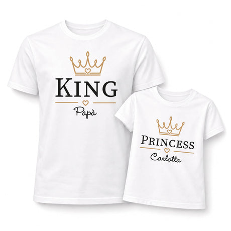 Set bimbo: t-shirt bianca King Papa e body bianca Princess Carlotta