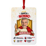 Profumatore per auto personalizzato con foto e cordoncino rosso, "Santo Nonno"