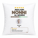 Cuscino bianco «Migliori nonni al mondo» con una foto e stelle
