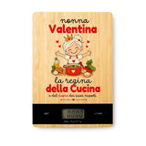 Bilancia cucina digitale in bambù con grafica "nonna Valentina" e display