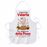 Grembiule bianco personalizzato con nome Valeria, stampa “la regina della Pizza”
