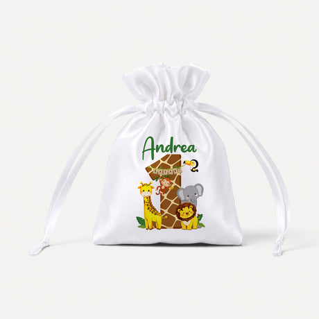 Kit 10 Sacchetti Portaconfetti Safari Personalizzate con Nome ed Età – Compleanno Bambino Safari