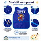 Grembiule da pittura blu con grafica Spider Kid, tessuto impermeabile e tasche frontali