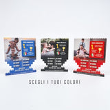 Scudetto di mattoncini personalizzato in tre colori, grafica Festa del Papà e testo