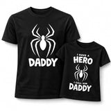Set di 2 t-shirt nere con scritte Daddy e I Have a Hero, I Call Him Daddy
