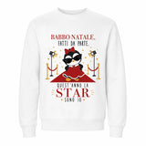Felpa bianca da bambina con stampa Babbo Natale e scritta decorativa natalizia